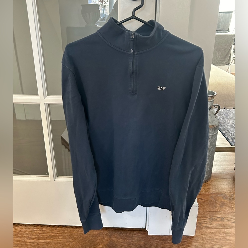 Vineyard Vines Shep Saltwater 1/4 Zip Pullover navy blue size men’s small